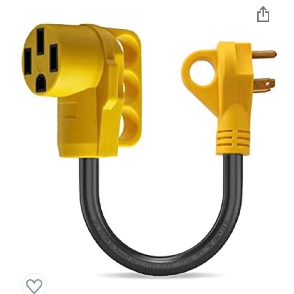 RV Dogbone Adapter 30 Amp Male to 50 Amp Female 12‎ Inch Power Converter Yellow